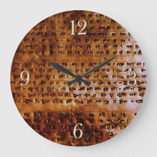 Ancient Sumerian Cuneiform Designer Clock Große Wanduhr