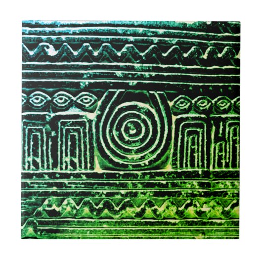 Ancient Sumerian Mesopotamian Muster Green Filter Fliese (Vorderseite)