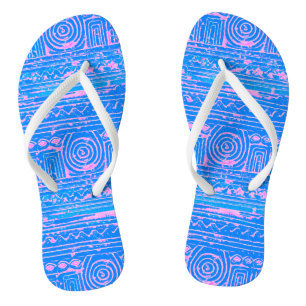 Ancient Sumerian Mesopotamian Muster Pink Blau Badesandalen