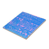 Ancient Sumerian Mesopotamian Muster Pink Blau Fliese (Seite)