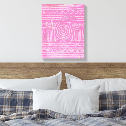 Ancient Sumerian Mesopotamian Muster Pink Leinwanddruck (Insitu (Schlafzimmer))