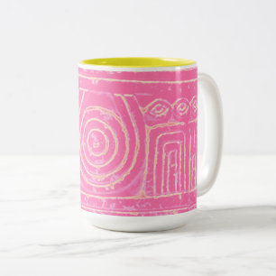 Ancient Sumerian Mesopotamian Muster Pink Zweifarbige Tasse