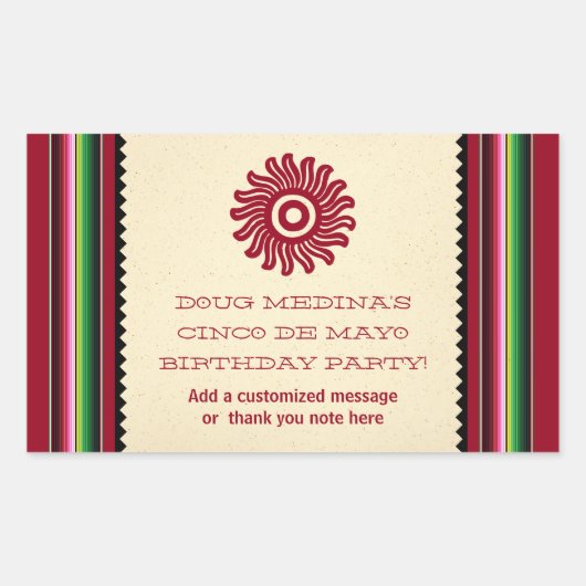 Ancient Sun Mexican Serape Rechteckiger Aufkleber (Vorderseite)