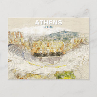 Ancient Theater of Athens Greece  Postkarte