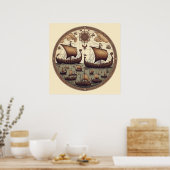 Ancient Viking Segelschiffe 3 Poster (Küche)
