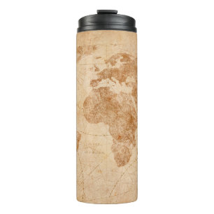 Ancient vintage world map illustrationmap, world,  thermosbecher
