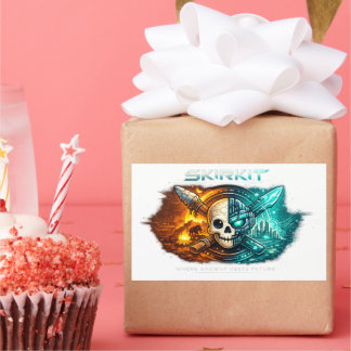 Ancient vs Future Cyber-Schädel-Aufkleber | Tribal Rechteckiger Aufkleber