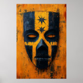 Ancient Warrior Mask - mesoamerikanischer Stammess Poster (Vorne)