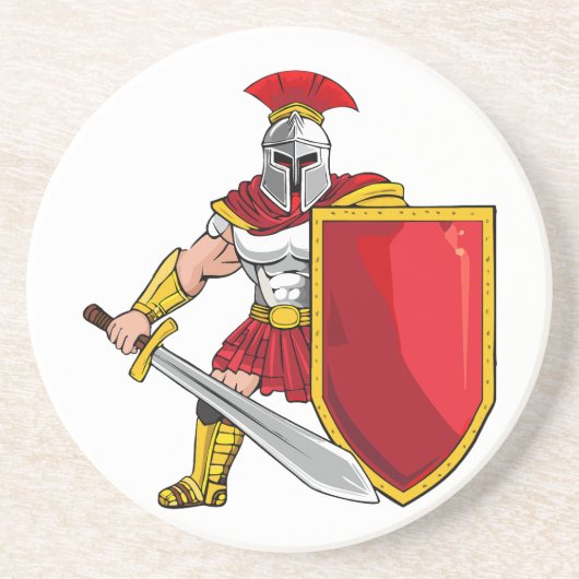 Ancient warrior with sword and shield in helmet an getränkeuntersetzer (Vorne)