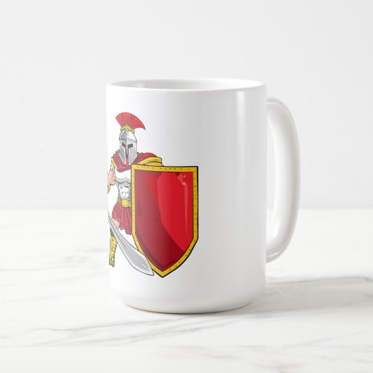 Ancient warrior with sword and shield in helmet an kaffeetasse (VorderseiteRechts)
