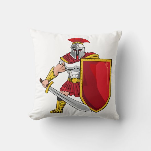 Ancient warrior with sword and shield in helmet an kissen (Vorderseite)