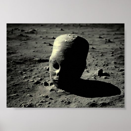 Ancient Weathered Alien Statue on Moon Poster (Vorne)