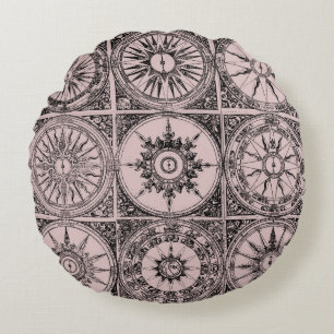 Ancient Wind Rose Chart Cushions Rundes Kissen