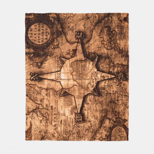 Ancient World Traveller - Map & Compass Rose Fleecedecke (Vorderseite)