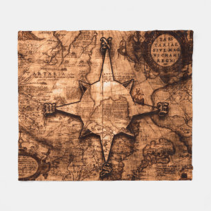 Ancient World Traveller - Map & Compass Rose Fleecedecke