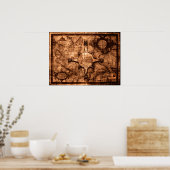 Ancient World Traveller - Map & Compass Rose Poster (Küche)
