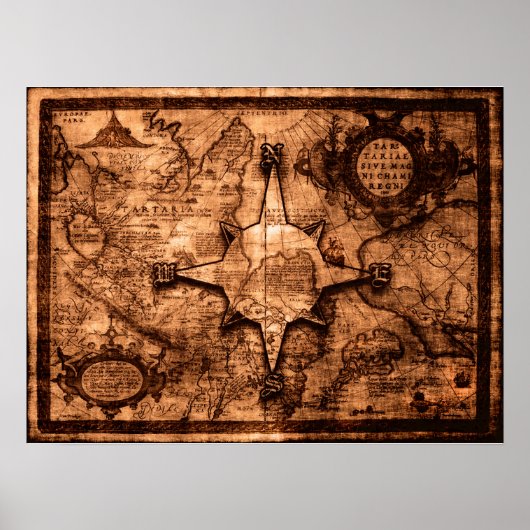 Ancient World Traveller - Map & Compass Rose Poster (Vorne)