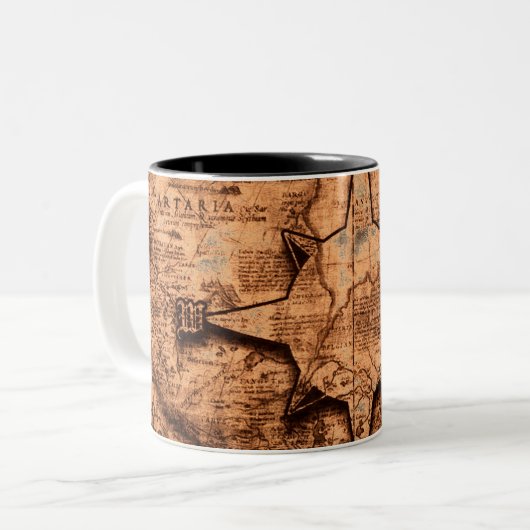Ancient World Traveller - Map & Compass Rose Zweifarbige Tasse (Vorderseite Links)