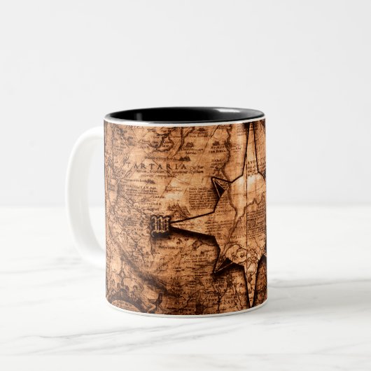 Ancient World Traveller - Map & Compass Rose Zweifarbige Tasse (Vorderseite Links)