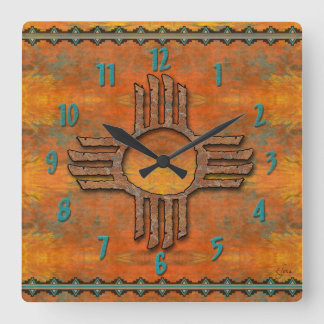 Ancient Zia Quadratische Wanduhr
