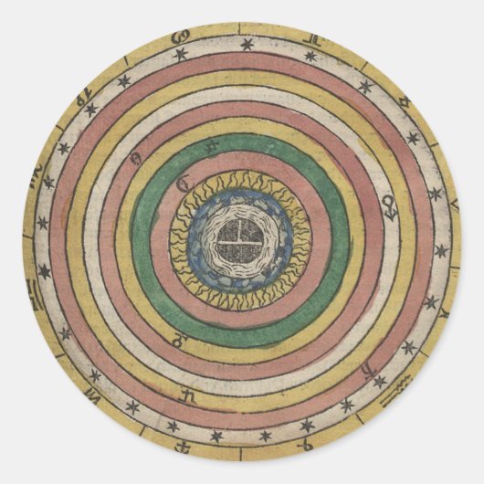 Ancient Zodiac Wheel Runder Aufkleber (Vorderseite)