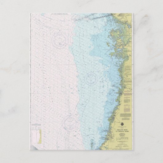 Anclote Keys to Crystal River Nautical Chart Postc Postkarte (Vorderseite)