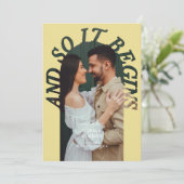 And So It Begins Arch Photo Citrus Wedding Save The Date (Stehend Vorderseite)