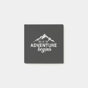 and so the adventures beigns post-it klebezettel