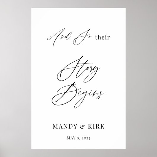 And So Their Story Begins Personalized Wedding  Poster (Vorne)
