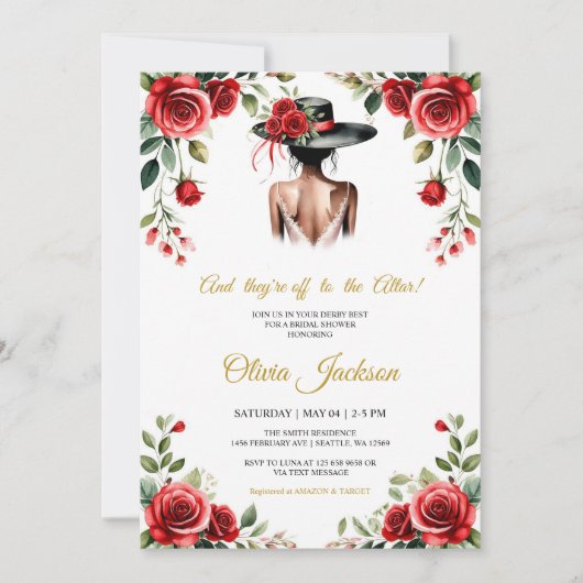 And They’re Off to the Altar! Derby Theme  Einladung (Vorderseite)