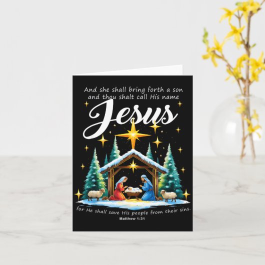 And Thou Shalt Call His Name Jesus Nativity Christ Karte (Gelbe Blume)