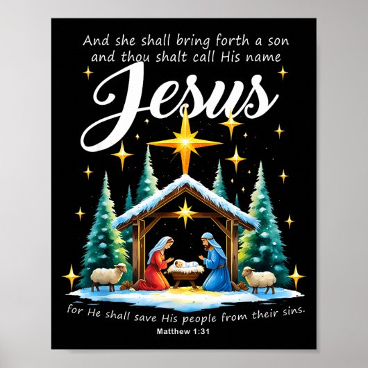 And Thou Shalt Call His Name Jesus Nativity Christ Poster (Vorne)