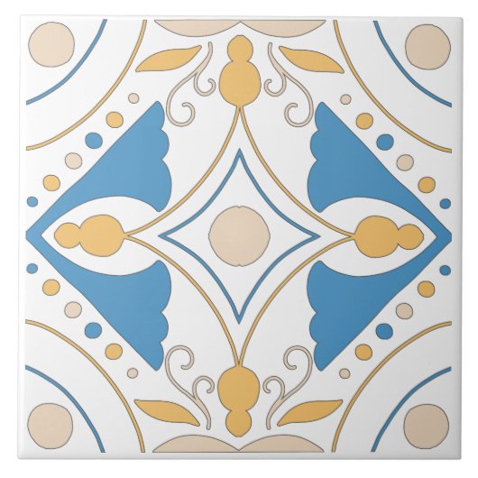 Andalouse Orange Blue Pink Floral Mediterranes Fliese (Vorderseite)