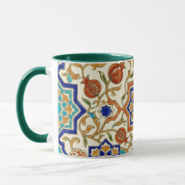 Andalusian Pomegranate & Blue Star Geometric Tile Tasse
