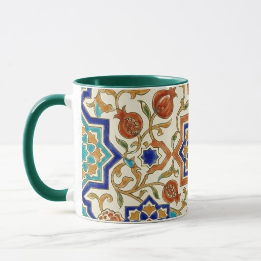 Andalusian Pomegranate & Blue Star Geometric Tile Tasse (Links)