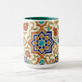Andalusian Pomegranate & Blue Star Geometric Tile  Tasse (Zentrum)