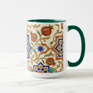 Andalusian Pomegranate & Blue Star Geometric Tile Tasse