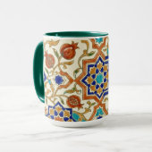 Andalusian Pomegranate & Blue Star Geometric Tile  Tasse (Vorderseite Links)