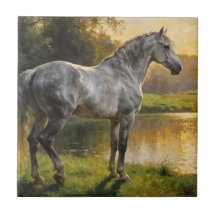 Andalusian Stallion by the Lake