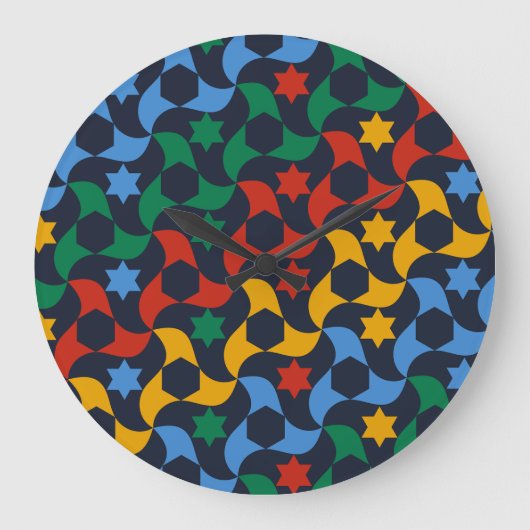 Andalusian Tiles 12 (Alhambra Palace, Granada) Große Wanduhr (Vorderseite)