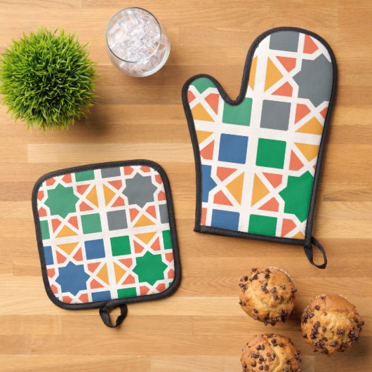 Andalusian Tiles 4 Ofenhandschuh & Topflappen-Set (Oben Unten)