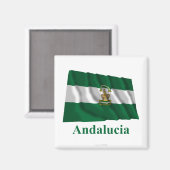 Andalusien schwellende Flagge mit Namen Magnet (Vorderseite/Rückseite)