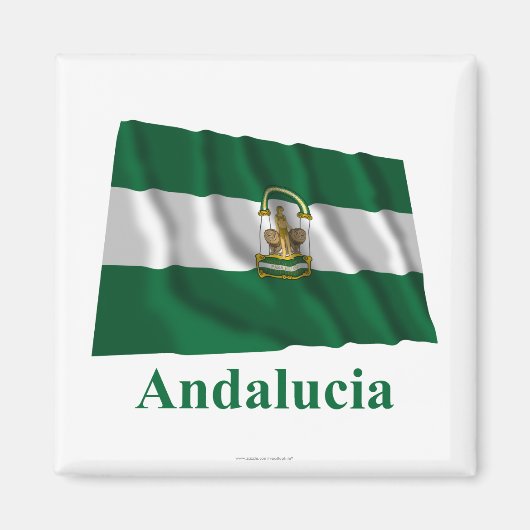 Andalusien schwellende Flagge mit Namen Magnet (Vorne)