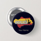 Andalusien Spanien Retro Karte Vintag Flamenco Button (Vorne & Hinten)