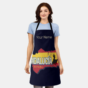 Andalusien Spanien Retro Karte Vintag Flamenco Schürze