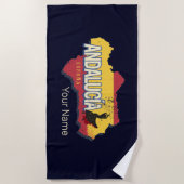 Andalusien Spanien Retro Karte Vintag Flamenco Strandtuch (Vorderseite)