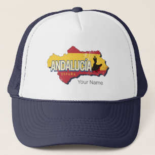 Andalusien Spanien Retro Karte Vintag Flamenco Truckerkappe