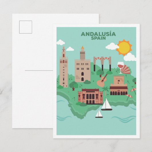 Andalusien Spanien Vintage Reise Postkarte (Vorne/Hinten)