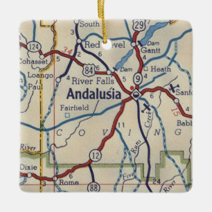 Andalusien - Vintage Karte Keramikornament