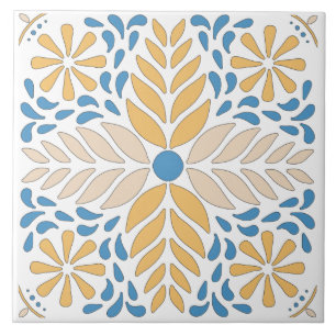 Andalusisch Orange Blau Pink Floral Mediterran Fliese